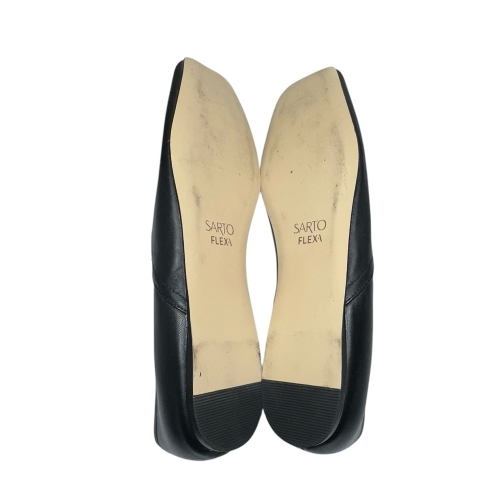 Franco Sarto Adelina Black Leather Square Toe Ballet Flats Size 8.5 - Picture 7 of 12